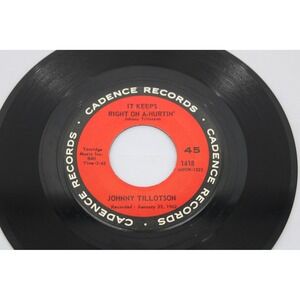 Johnny‎ Tillotson It Keeps Right On A-Hurtin' 45 RPM Vinyl Cadence 1418 1962